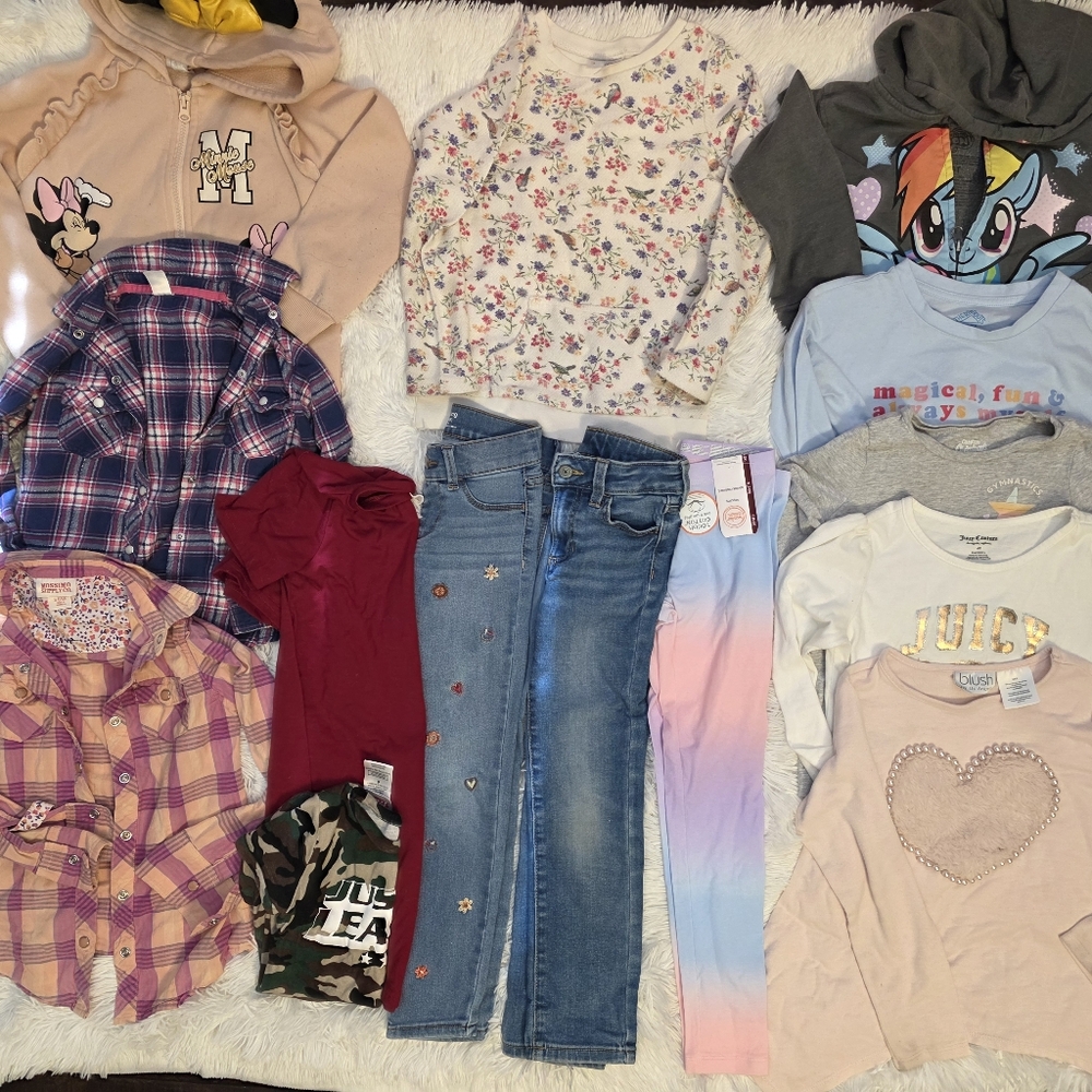 Girls Clothing Lot Of 15  Jeans Shirts Hoodies Sweaters Leggings Size 6 /6X